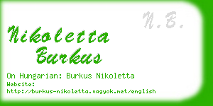 nikoletta burkus business card